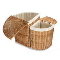 Light Steamed Corner White Cotton Lined Wicker Laundry Basket