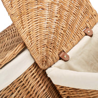 Light Steamed Corner White Cotton Lined Wicker Laundry Basket
