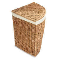 Light Steamed Corner White Cotton Lined Wicker Laundry Basket