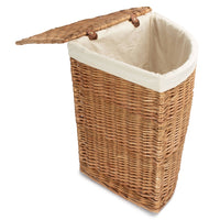 Light Steamed Corner White Cotton Lined Wicker Laundry Basket