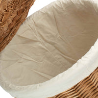 Light Steamed Round White Cotton Lined Wicker Laundry Basket