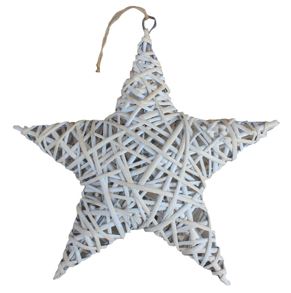 White Wash Wicker Full Star Christmas Decoration