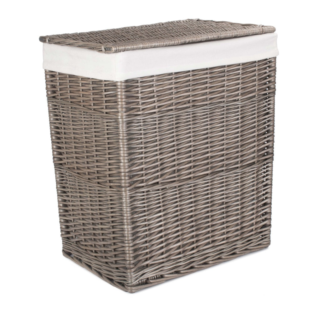 Antique Wash Slim Wicker Laundry Basket