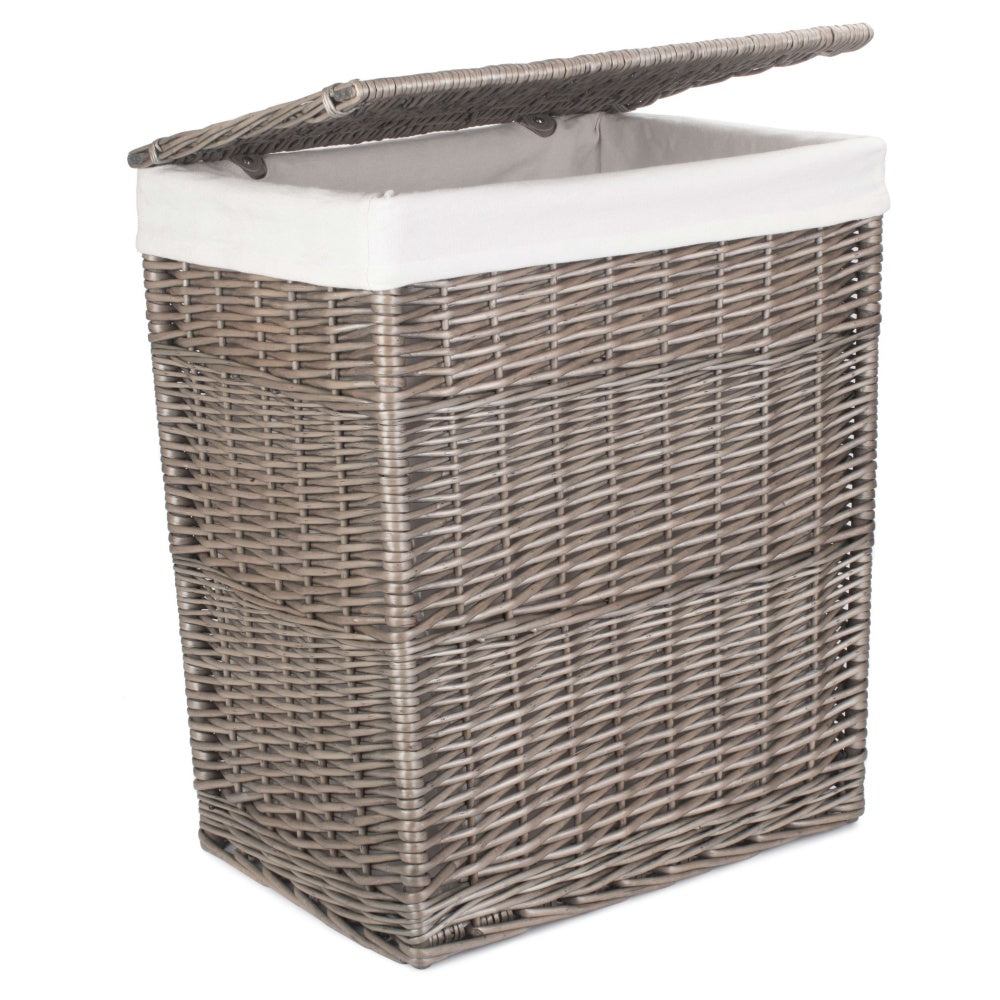 Antique Wash Slim Wicker Laundry Basket