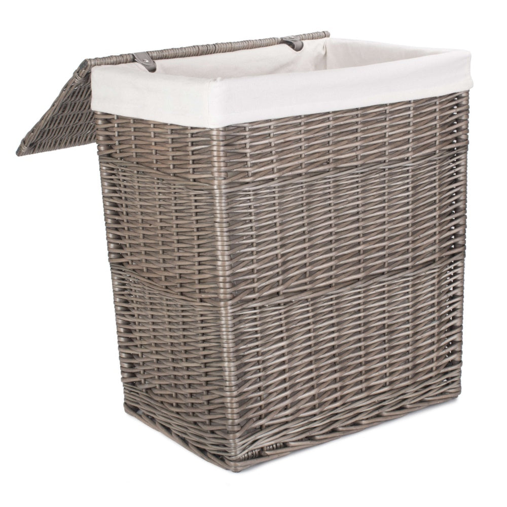 Antique Wash Slim Wicker Laundry Basket