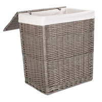 Antique Wash Slim Wicker Laundry Basket