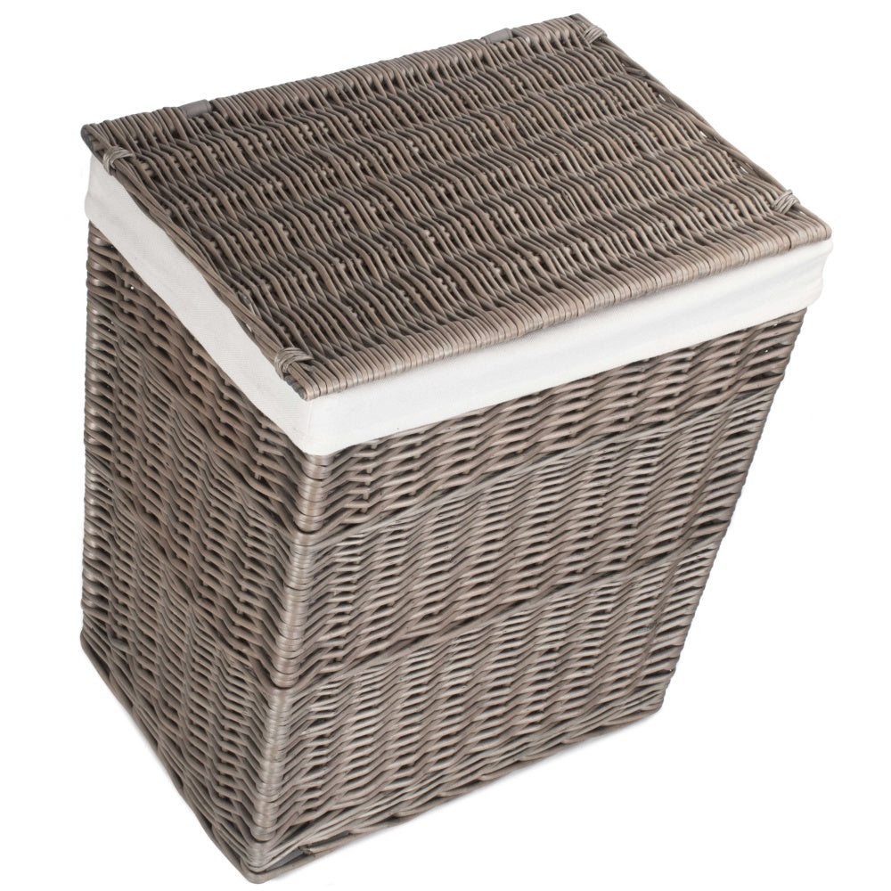 Antique Wash Slim Wicker Laundry Basket
