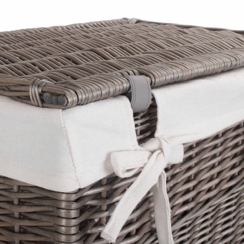 Antique Wash Slim Wicker Laundry Basket