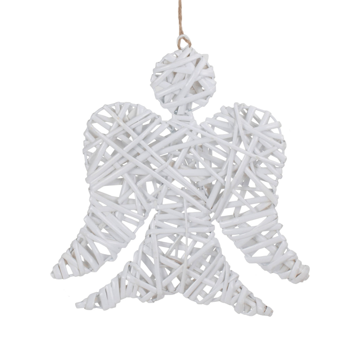 White Angel Wicker Christmas Decoration