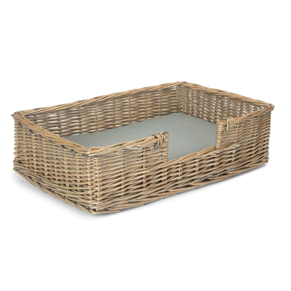 Red Hamper Wicker Rectangular Dog Bed with Cushion