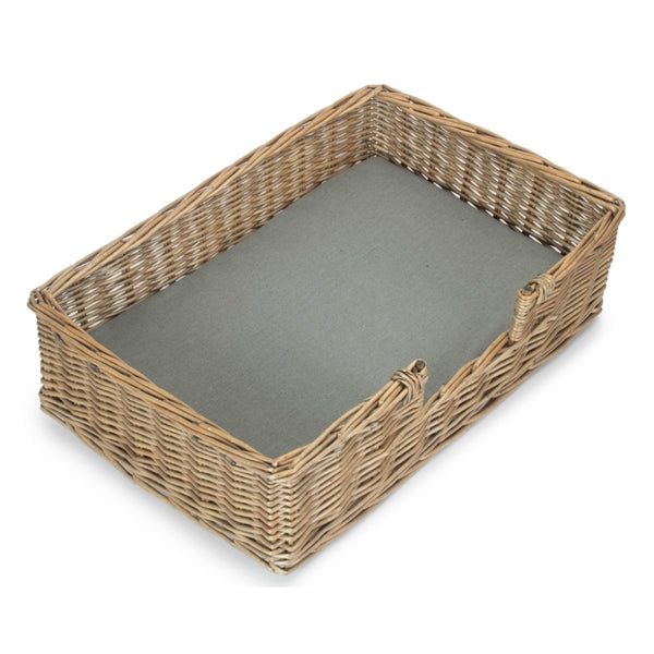 Red Hamper Wicker Rectangular Dog Bed with Cushion