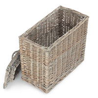 Red Hamper Grey Wash Rectangular Toilet Tidy Lidded Basket