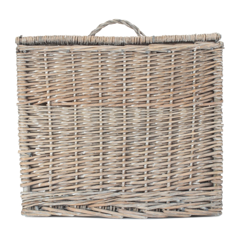 Red Hamper Grey Wash Rectangular Toilet Tidy Lidded Basket