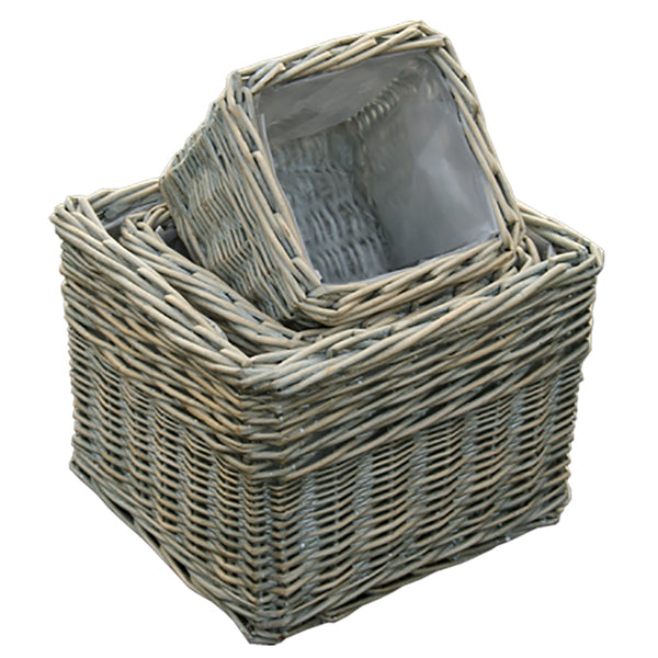 Set of 3 Provence Square Wicker Garden Planters