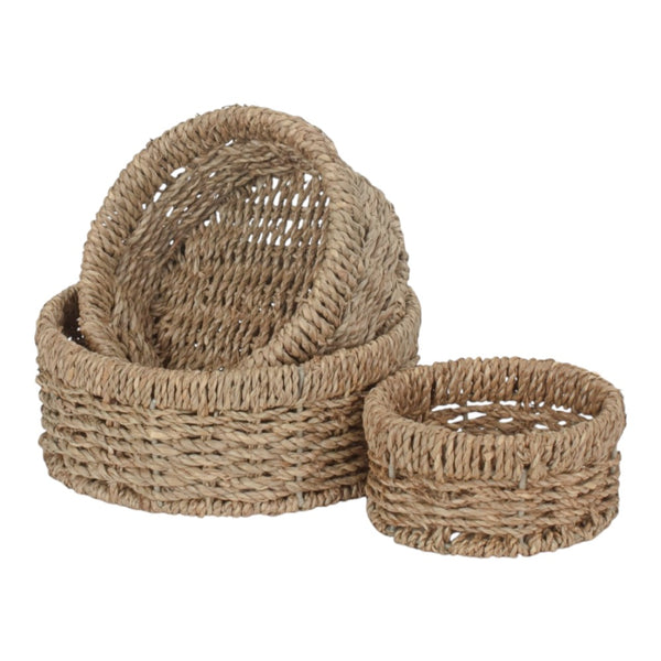 Set of 3 Round Seagrass Trays