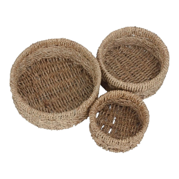 Set of 3 Round Seagrass Trays