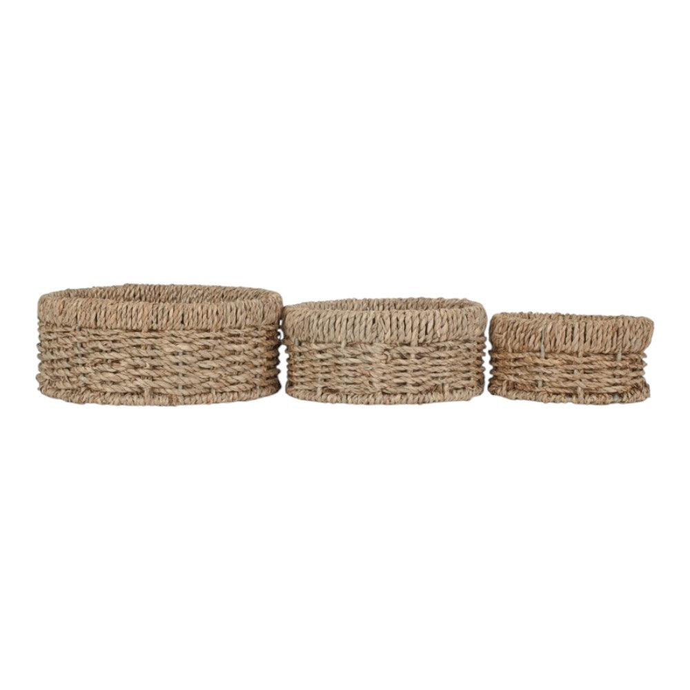 Set of 3 Round Seagrass Trays
