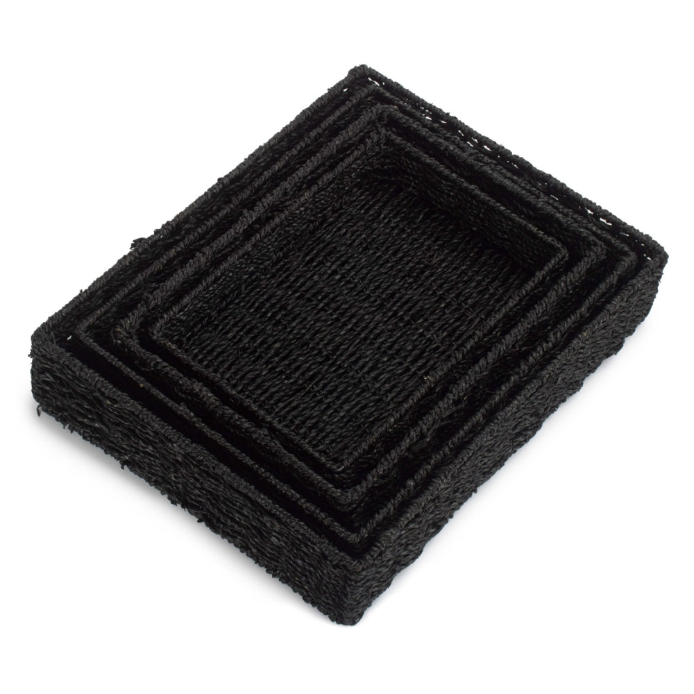 Schwarzes rechteckiges Seegras-Tablett