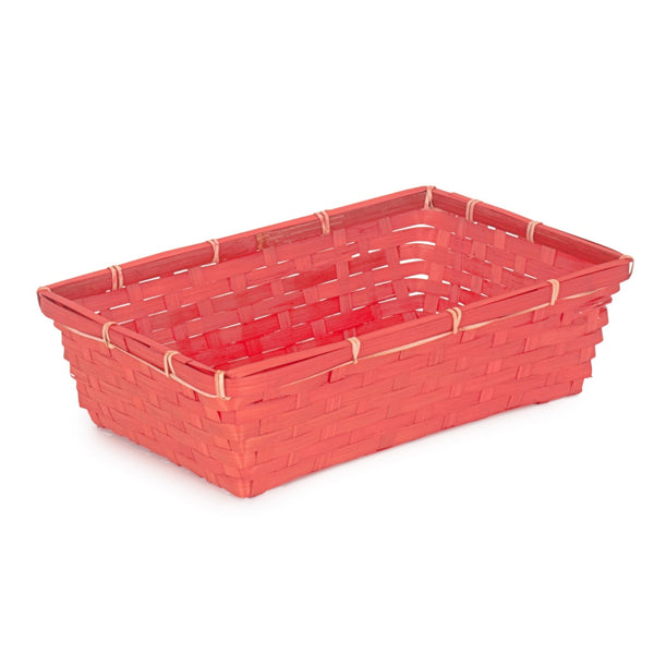 Red Painted Bamboo Serving Tray