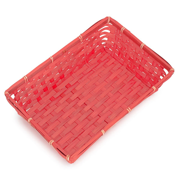 Red Painted Bamboo Serving Tray