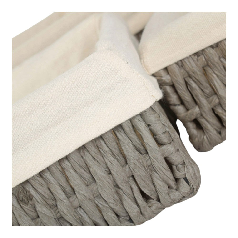 Grey Paper Rope Rectangular Grey Straight Sided White Cotton Linen Paper Rope Trays ...