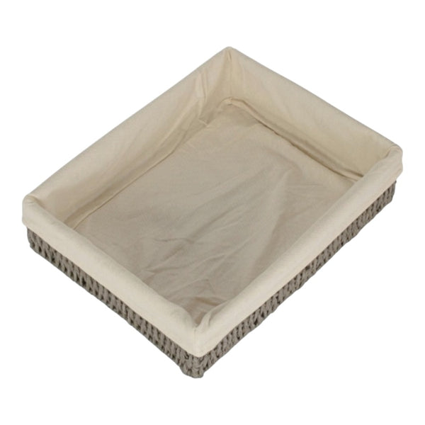 Rectangular Grey Straight-sided White Cotton Linen Paper Rope Trays