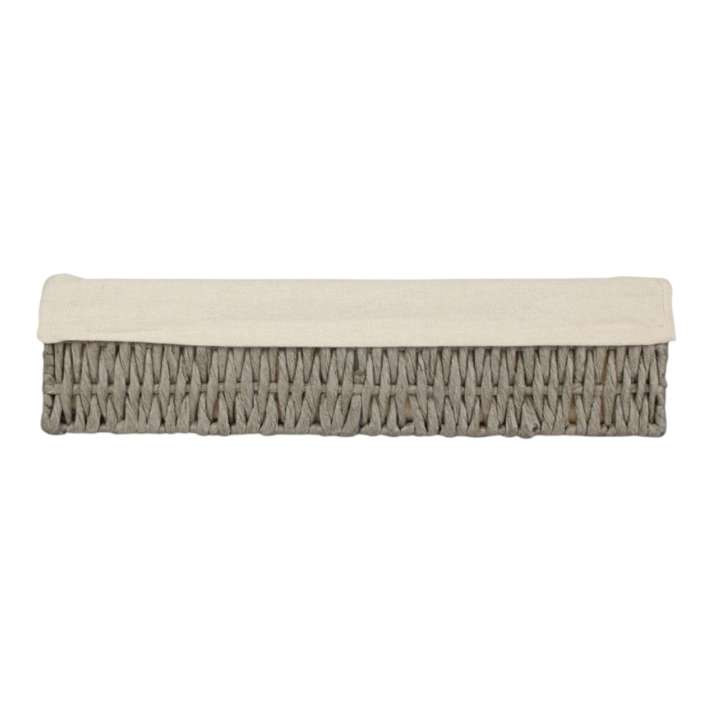 Rectangular Grey Straight-sided White Cotton Linen Paper Rope Trays