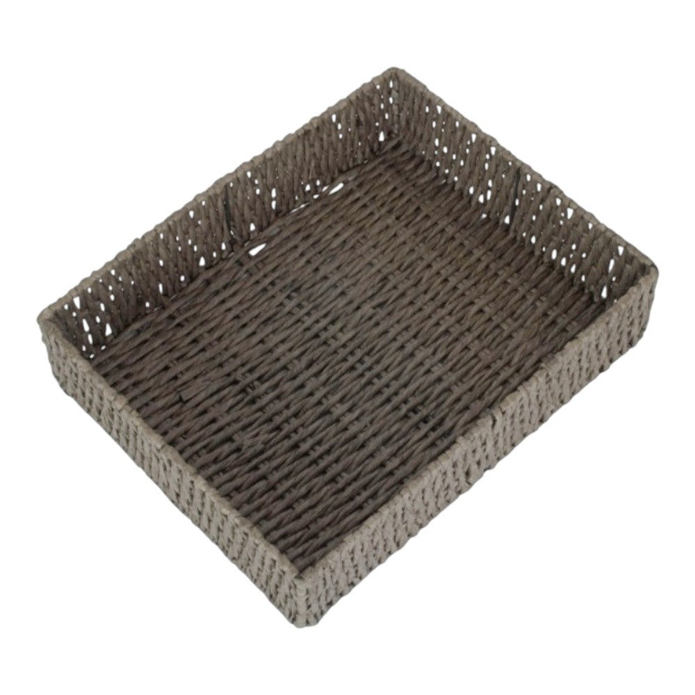 Rectangular Grey Straight-sided Paper Rope Trays