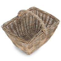 Grey Rattan Kindling Log Basket