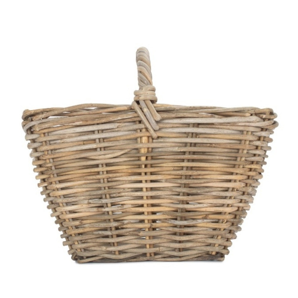 Grey Rattan Kindling Log Basket