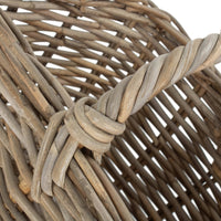 Grey Rattan Kindling Log Basket