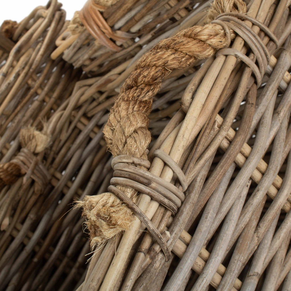 Square Grey Rattan Log Basket