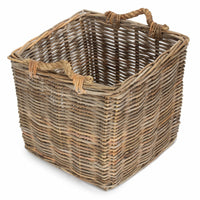 Square Grey Rattan Log Basket