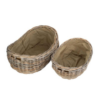 Boat Shaped Rattan Log Basket with Cordura Lining