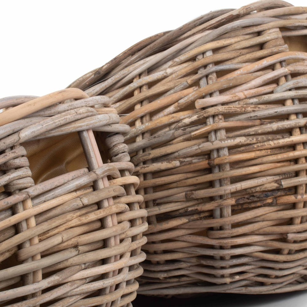 Boat Shaped Rattan Log Basket with Cordura Lining