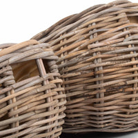 Boat Shaped Rattan Log Basket with Cordura Lining