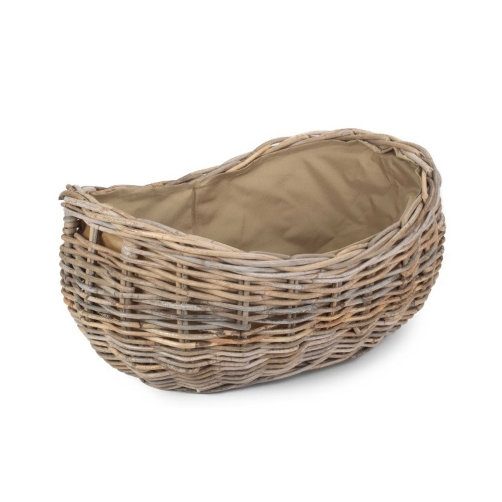 Boat Shaped Rattan Log Basket with Cordura Lining