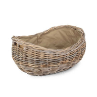 Boat Shaped Rattan Log Basket with Cordura Lining