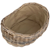 Boat Shaped Rattan Log Basket with Cordura Lining