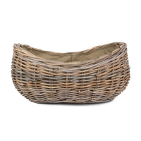 Boat Shaped Rattan Log Basket with Cordura Lining