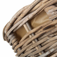 Boat Shaped Rattan Log Basket with Cordura Lining