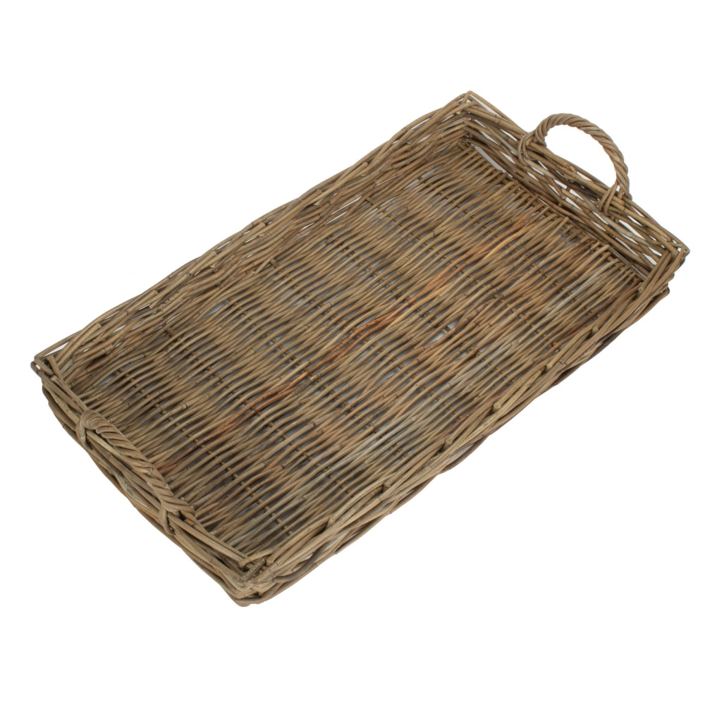 Large Rectangular Rattan Serving Tray