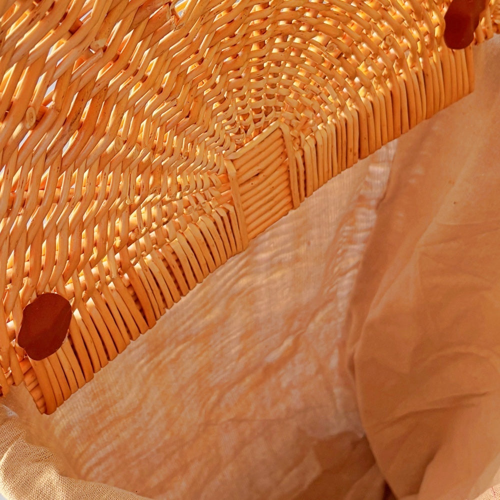 Full Buff Willow Wheeled Shopping Basket