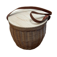 Red Hamper Round Insulated Picnic Basket with Chopping Board Lid