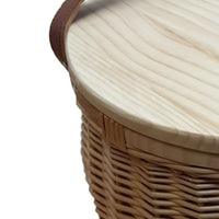 Red Hamper Round Insulated Picnic Basket with Chopping Board Lid