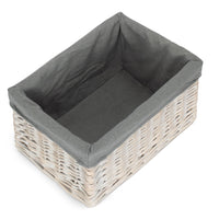Red Hamper White Wash Grey Lined Open Storage Basket