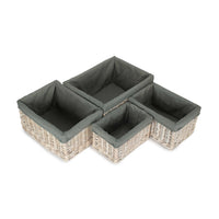 White Wash Grey Lined Open Storage Basket