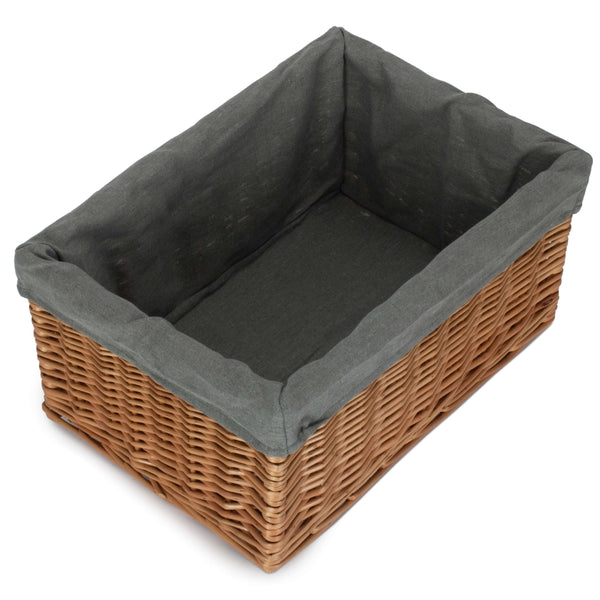 Red Hamper Double Steamed Grey Cotton Lined Willow Storage Baskets