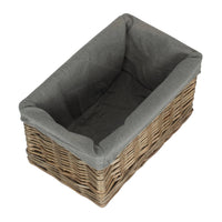 Red Hamper Antique Wash Grey Cotton Grey Lined Willow Storage Baskets