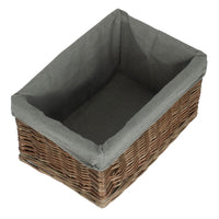 Red Hamper Antique Wash Grey Cotton Grey Lined Willow Storage Baskets
